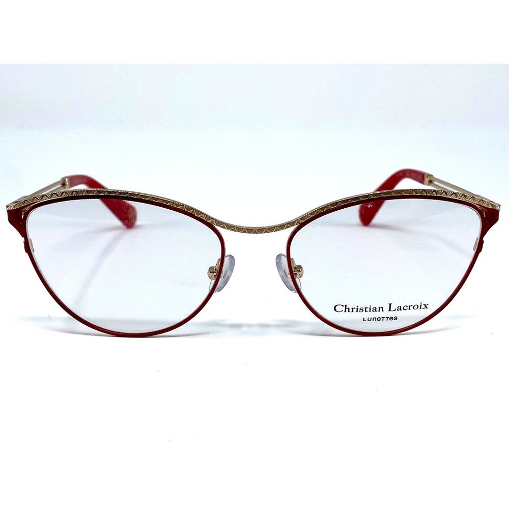 New CHRISTIAN LACROIX Red/Gold Cat-Eye CL3053 Womens Eyeglasses 53-17-140